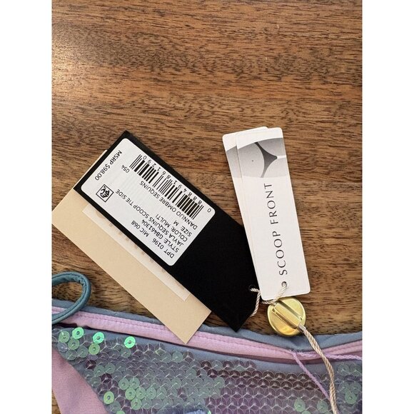 Gianni Bini x Dannijo Bikini Bottom Womens Medium Lilac Sequin Cheeky Tie Side - Picture 4 of 5